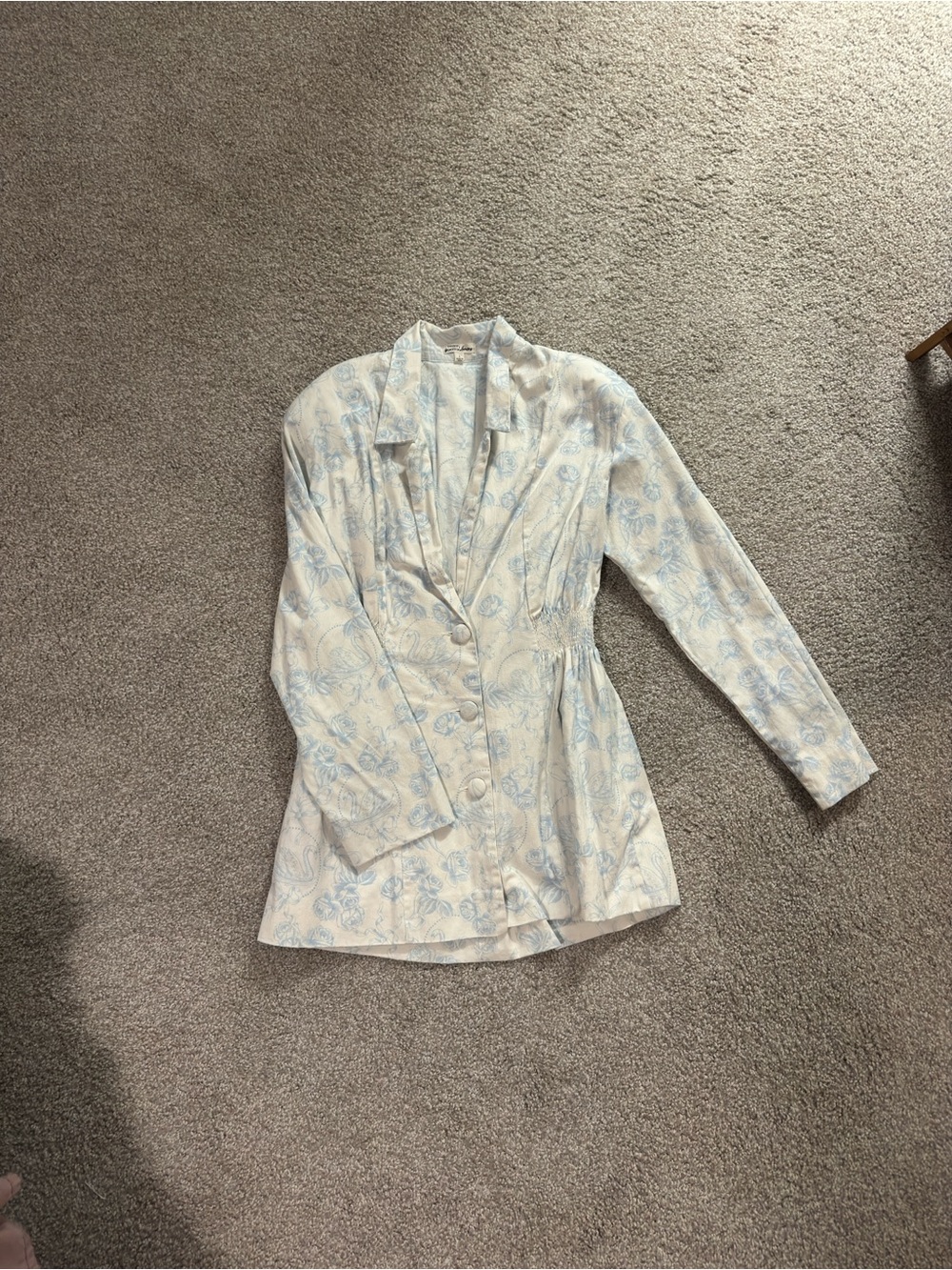 For Love & Lemons Cream and Light Blue Floral Mini Dress - Picture 1 of 4